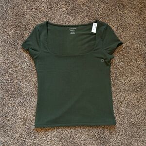 American Eagle Outfitters Dark Green Short Sleeve Tee New With Tags